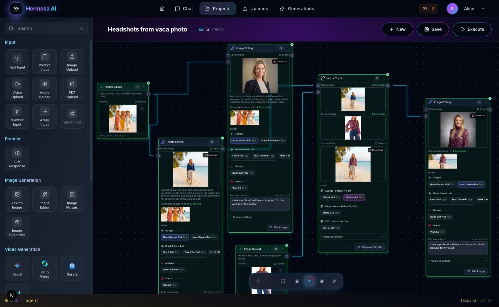 Hermosa AI Visual Workflow Editor